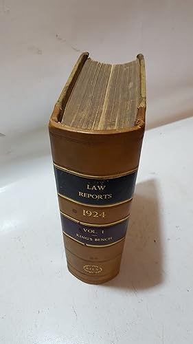 Image du vendeur pour 1924 The Law Reports Of The Incorporated Council Of Law Reporting Kings Bench Division And On Appeal Therefrom In The Court Of Appeal, Decisions In The Court Of Criminal Appeal And Decisions Of The Railway And Canal Commission 1924. - Vol. I. mis en vente par Cambridge Rare Books