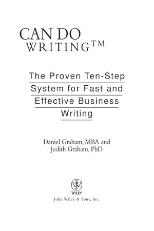 Imagen del vendedor de Can Do Writing: The Proven Ten-Step System for Fast and Effective Business Writing a la venta por Giant Giant