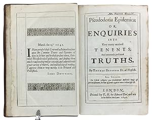 Bild des Verkufers fr Pseudodoxia Epidemica: or, Enquiries into very many received Tenents, and commonly presumed Truths. zum Verkauf von Blackwell's Rare Books ABA ILAB BA