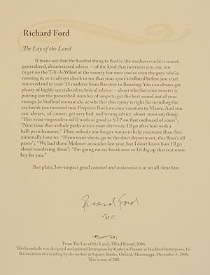 The Lay of The Land (Signed Broadside)