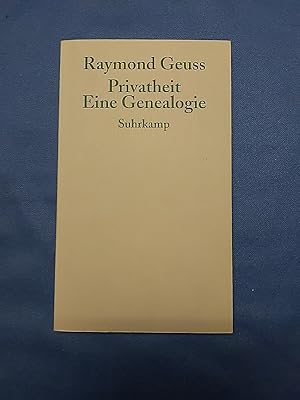 Bild des Verkufers fr Privatheit : eine Genealogie. Aus dem Engl. von Karin Wrdemann. zum Verkauf von Antiquariat BehnkeBuch