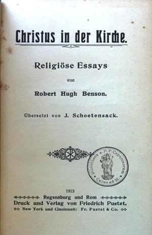 Bild des Verkufers fr Christus in der Kirche : Religise Essays. zum Verkauf von books4less (Versandantiquariat Petra Gros GmbH & Co. KG)