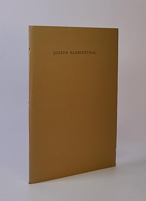 Seller image for Joseph Blumenthal; 1897-1990 for sale by Locus Solus Rare Books (ABAA, ILAB)
