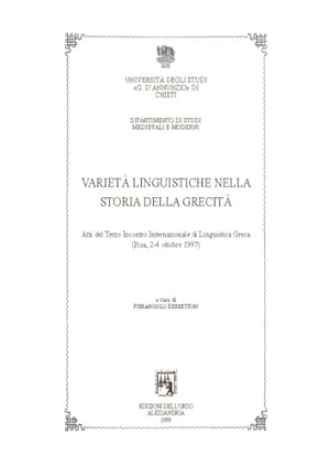 Bild des Verkufers fr Variet linguistiche nella storia della grecit. zum Verkauf von FIRENZELIBRI SRL