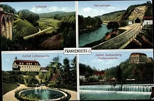 Ansichtskarte / Postkarte Frankenberg an der Zschopau, Lützeltal, Harrasfelsen, Schloss Lichtenwa...