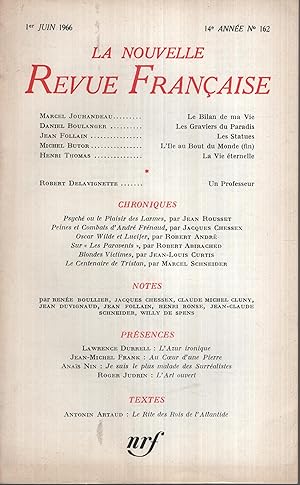 Imagen del vendedor de La Nouvelle Revue Franaise Juin 1966 N 162 a la venta por PRISCA