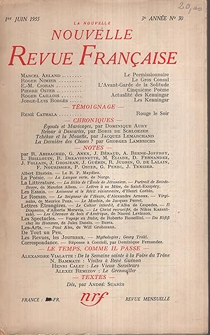 Seller image for La Nouvelle Revue Franaise Juin 1955 N 30 for sale by PRISCA