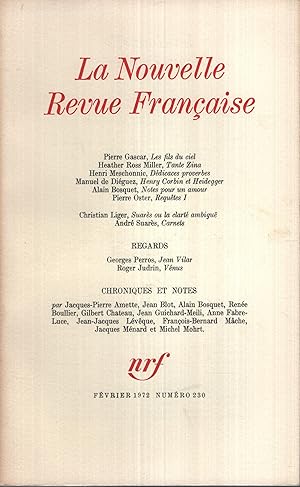 Seller image for La Nouvelle Revue Franaise Fvrier 1972 N 230 for sale by PRISCA