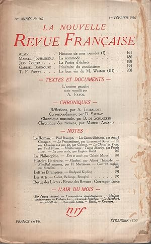 Seller image for La Nouvelle Revue Franaise Fvrier 1936 N 269 for sale by PRISCA