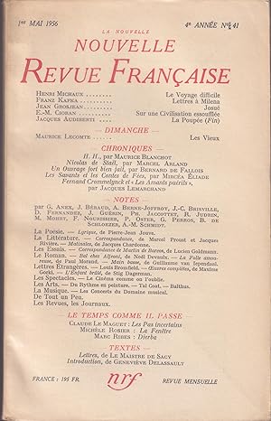 Bild des Verkufers fr La Nouvelle Revue Franaise. - 4 Anne - N 41 - 1er Mai 1956. zum Verkauf von PRISCA