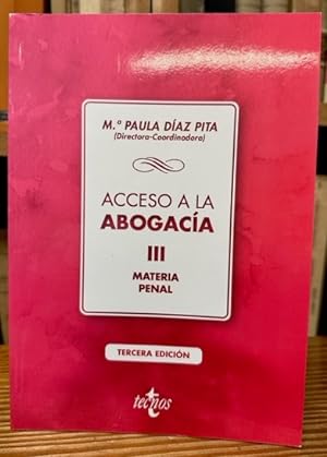 Imagen del vendedor de ACCESO A LA ABOGACIA. III. Materia Penal a la venta por Fbula Libros (Librera Jimnez-Bravo)