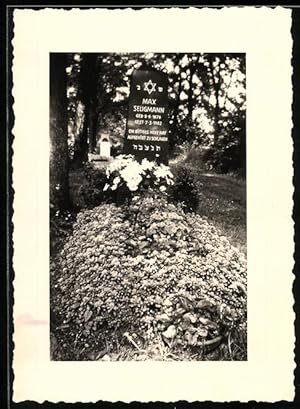 Fotografie jüdisches Grab des Max Seligmann 1878-1962, Grabstein mit Davidstern