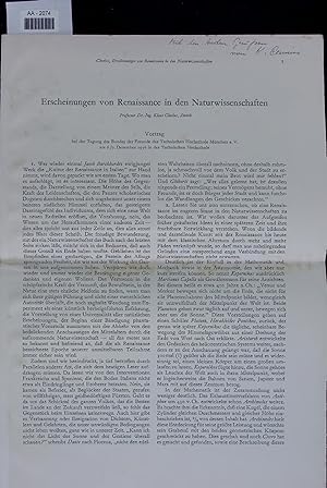 Bild des Verkufers fr Erscheinungen von Renaissance in den Naturwissenschaften. zum Verkauf von Antiquariat Bookfarm