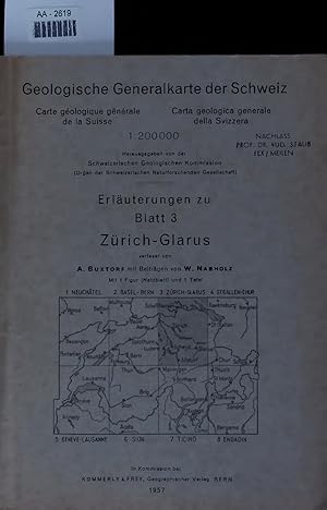 Bild des Verkufers fr Geologische Generalkarte der Schweiz. Erluterungen zu Blatt 3 Zrich-Glarus zum Verkauf von Antiquariat Bookfarm