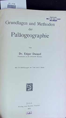 Bild des Verkufers fr Grundlagen und Methoden der Palogeographie. AD-0138 zum Verkauf von Antiquariat Bookfarm