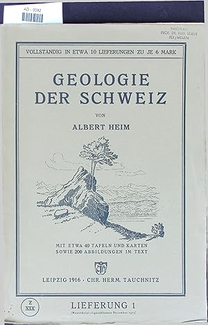 Bild des Verkufers fr Geologie der Schweiz. zum Verkauf von Antiquariat Bookfarm