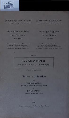 Bild des Verkufers fr Atlas geologique de la Suisse. 485 Saxon-Morcles zum Verkauf von Antiquariat Bookfarm