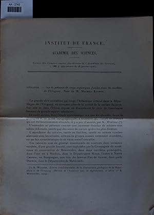 Bild des Verkufers fr Sur la presence de corps organiques fossiles dans les marbres de l'Uruguay. Comptes rendus des seances de l'Academie des Sciences, t. 180, p. 242 (seance du 26 janvier 1925) zum Verkauf von Antiquariat Bookfarm