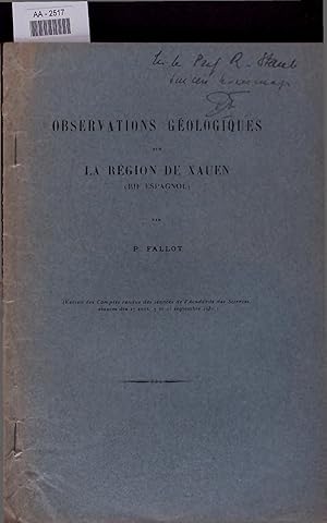 Bild des Verkufers fr Observations Gologiques sur la Rgion de Xauen. AA-2517. zum Verkauf von Antiquariat Bookfarm