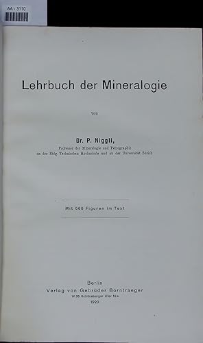 Bild des Verkufers fr Lehrbuch der Mineralogie. AA-3110 zum Verkauf von Antiquariat Bookfarm