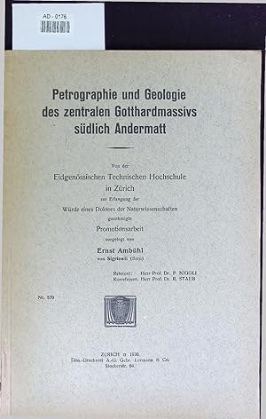 Image du vendeur pour Petrographie und Geologie des zentralen Gotthardmassivs sdlich Andermatt. AD-0176 mis en vente par Antiquariat Bookfarm