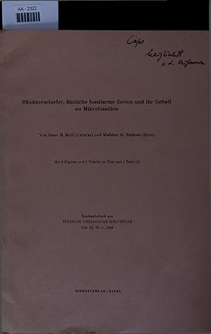 Imagen del vendedor de Bndnerschiefer, hnliche fossilarme Serien und ihr Gehalt an Mikrofossilien. AA-2322. Sonderabdruck aus ECLOGAE GEOLOGICAE HELVETIAE Vol. 52, Nr. 1, 1959 a la venta por Antiquariat Bookfarm