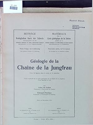 Bild des Verkufers fr Geologie de la Chaine de la Jungfrau. BEITRGE zur Geologischen Karte der Schweiz. AD - 0250 zum Verkauf von Antiquariat Bookfarm