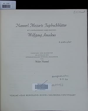 Imagen del vendedor de Nannerl Mozarts Tagebuchbltter. Mit Eintragungen ihres Bruders Wolfgang Amadeus. AA-3326 a la venta por Antiquariat Bookfarm