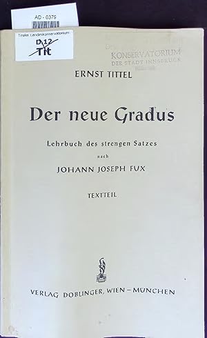 Bild des Verkufers fr Der neue Gradus. zum Verkauf von Antiquariat Bookfarm