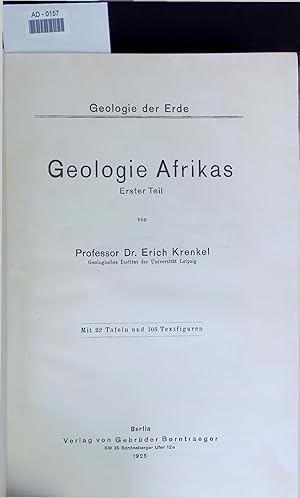 Bild des Verkufers fr Geologie Afrikas. AD-0157. Erster Teil zum Verkauf von Antiquariat Bookfarm