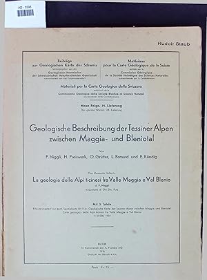 Bild des Verkufers fr Geologische Beschreibung der Tessiner Alpen zwischen Maggia- und Bleniotal. zum Verkauf von Antiquariat Bookfarm