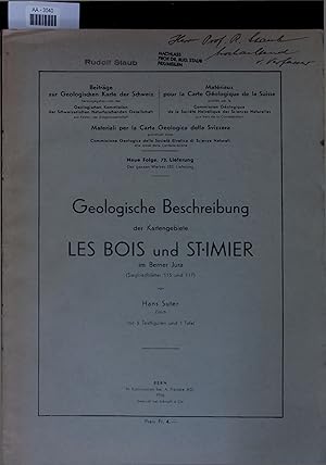 Bild des Verkufers fr Geologische Beschreibung der Kartengebiete LES BOIS und ST. IMIER im Berner Jura. zum Verkauf von Antiquariat Bookfarm