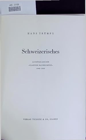 Bild des Verkufers fr Schweizerisches. AD-0153 zum Verkauf von Antiquariat Bookfarm