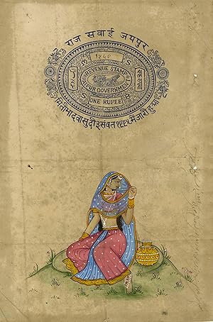 Nur Jahan seated with a painted spice jar