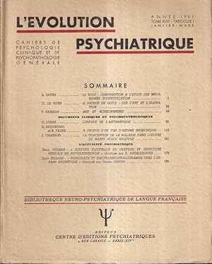 Image du vendeur pour L'volution Psychiatrique. - Cahiers de Psychologie clinique et de Psychopathologie gnrale. - Tome XXVI - Fascicule I mis en vente par PRISCA