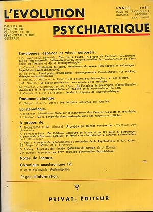 Seller image for L'Évolution Psychiatrique. - Tome 46 - Fascicule 4 - Octobre/Décembre 1981. for sale by PRISCA