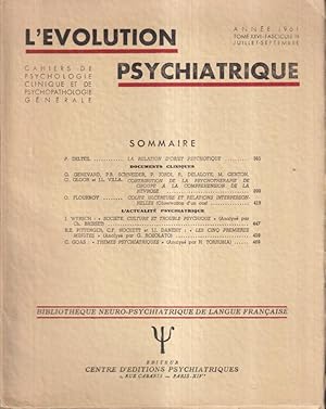 Image du vendeur pour L'volution Psychiatrique. - Cahiers de Psychologie clinique et de Psychopathologie gnrale. - Tome XXVI - Fascicule III. mis en vente par PRISCA