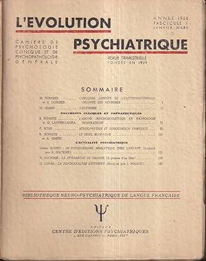 Image du vendeur pour L'volution Psychiatrique. - Cahiers de Psychologie clinique et de Psychopathologie gnrale. - Fascicule I mis en vente par PRISCA