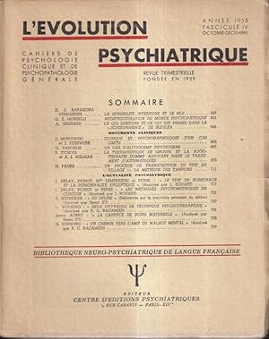 Bild des Verkufers fr L'volution Psychiatrique. - Cahiers de Psychologie clinique et de Psychopathologie gnrale. - Fascicule IV. zum Verkauf von PRISCA