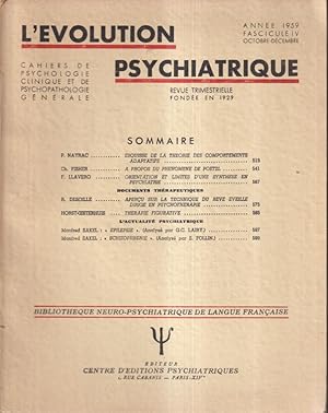 Imagen del vendedor de L'volution Psychiatrique. - Cahiers de Psychologie clinique et de Psychopathologie gnrale. - Fascicule IV a la venta por PRISCA