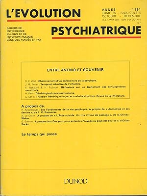 Imagen del vendedor de L'volution Psychiatrique. - Tome 56 - Fascicule 4 - Octobre/Dcembre 1991. - Entre avenir et souvenir. a la venta por PRISCA