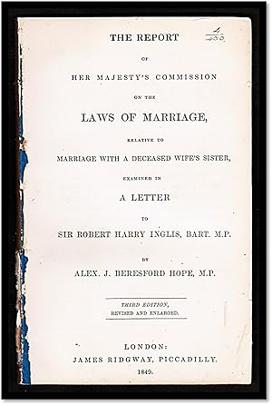 [19th Century English Marriage Law] The Report of Her Majesty's Commission on the Law of Marriage...