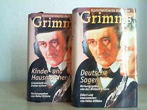 Kommentierte Ausgaben Grimms: Deutsche Sagen. Kinder- und Hausmärchen. 2 Bände, KOMPLETT.