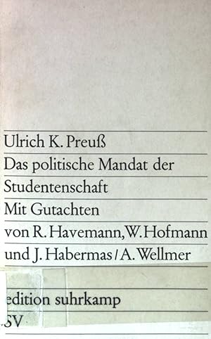 Bild des Verkufers fr Das politische Mandat der Studentenschaft (Nr. 317) edition suhrkamp zum Verkauf von books4less (Versandantiquariat Petra Gros GmbH & Co. KG)