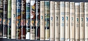 Seller image for COMPLETE SET ALL 38 NANCY DREW W/DUST JACKETS 1 OLD CLOCK 2 HIDDEN STAIRCASE 3 BUNGALOW 4 LILAC INN 5 SHADOW RANCH 6 RED GATE FARM 7 CLUE DIARY 8 MYSTERIOUS LETTER 9 TWISTED CANDLES 10 LARKSPUR LANE 11 BROKEN LOCKET 12 HOLLOW OAK 13 IVORY CHARM 14 WHISPERING STATUE 15 HAUNTED BRIDGE 16 TAPPING HEELS 17 BRASS BOUND TRUNK 18 MOSS-COVERED MANSION 19 MISSING MAP 20 JEWEL BOX 21 OLD ATTIC 22 CRUMBLING WALL 23 TOLLING BELL 24 OLD ALBUM 25 BLACKWOOD HALL 26 LEANING CHIMNEY 27 WOODEN LADY 28 BLACK KEYS 29 SKI JUMP 30 VELVET MASK 31 RINGMASTER'S SECRET 32 SCARLET SLIPPER 33 WITCH TREE 34 HIDDEN WINDOW #35 HAUNTED SHOWBOAT 36 GOLDEN PAVILION 37 OLD STAGECOACH 38 FIRE DRAGON for sale by Far North Collectible Books