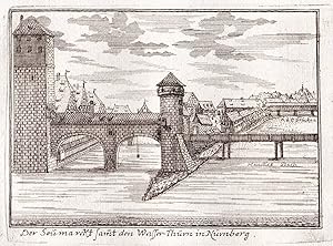 Seller image for Der Seumarckt samt den Wasser-Thurn in Nrnberg" - Nrnberg Nuremberg / Wasserturm Henkerturm Henkerbrcke Pegnitz for sale by Antiquariat Steffen Vlkel GmbH