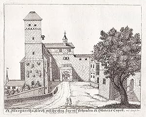 "St. Margaretha Kirch mit der oben darauf Stehenden St. Ottmers Capell" - Nürnberg Nuremberg / Ka...