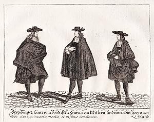 Seller image for Drey Brger, Einer von Vordersten, Einer vom Mitlern, und einer von geringer Stand." - Nrnberg Nuremberg / Nrnberger Tracht Trachten Brger costumes for sale by Antiquariat Steffen Vlkel GmbH