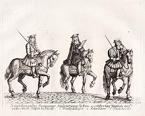 Seller image for Ein Bauer und zwo Burin, wie sie gekleidet in die Kirche gehen" - Nrnberg Nuremberg / Tracht Trachten / Reiter Brger rider costumes for sale by Antiquariat Steffen Vlkel GmbH