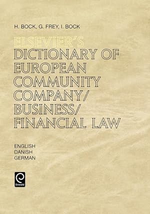 Bild des Verkufers fr Elsevier\ s Dictionary of European Community Company/Business/Financial Law zum Verkauf von moluna